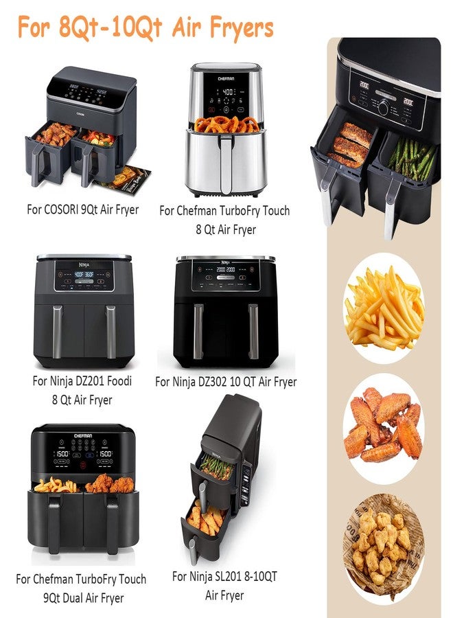 ddLUCK 2Pcs Air Fryer Silicone Liners for Ninja SL401 /DZ201/ DZ401/ DZ550 8-10 QT, Reusable Liners for COSORI, Chefman, Instant Air Fryer, Silicone Air Fryer Basket Liners with Magnetic Cheat Sheet, Black - Image 5
