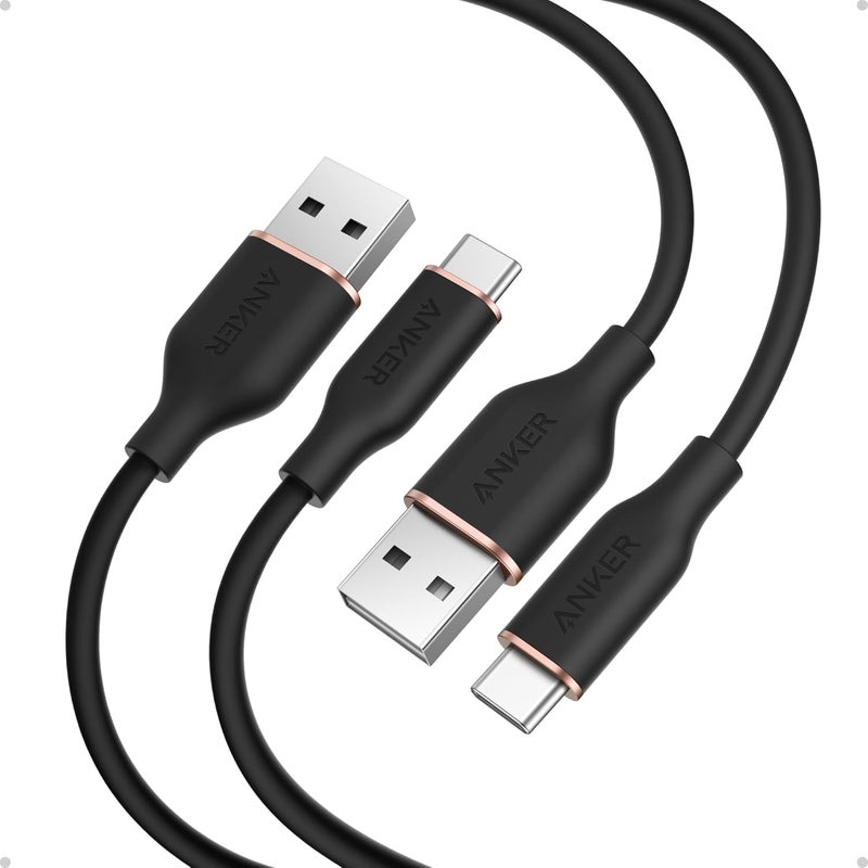 Anker All user group compatible Car Carplay USB to USB C Cable, USB A to USB C Charger Cord for Macbook Pro/Air, HP/Dell/Lenovo, iPhone 17/16/15 Series, Samsung S25/S24/S23, Huawei, Honor and More (USB 2.0, 3FT, 2Pack, Black) Foldable - Image 1