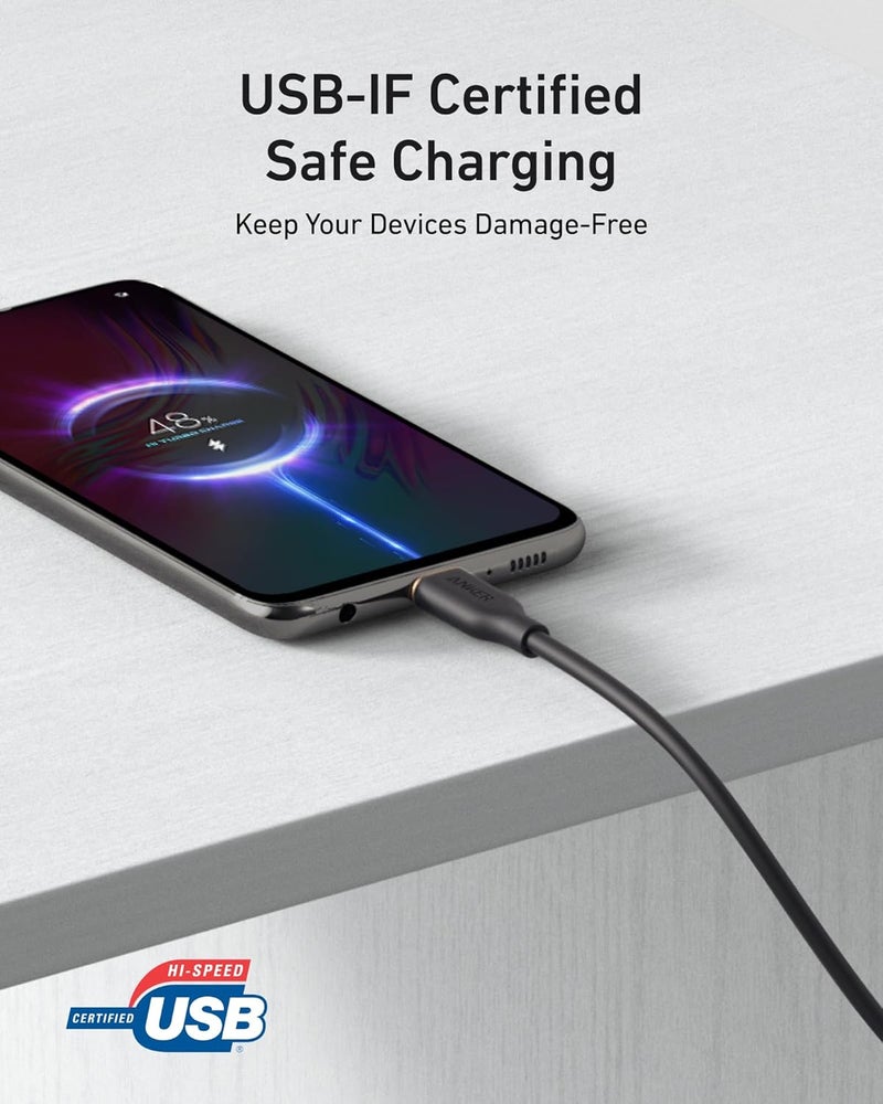 Anker All user group compatible Car Carplay USB to USB C Cable, USB A to USB C Charger Cord for Macbook Pro/Air, HP/Dell/Lenovo, iPhone 17/16/15 Series, Samsung S25/S24/S23, Huawei, Honor and More (USB 2.0, 3FT, 2Pack, Black) Foldable - Image 5