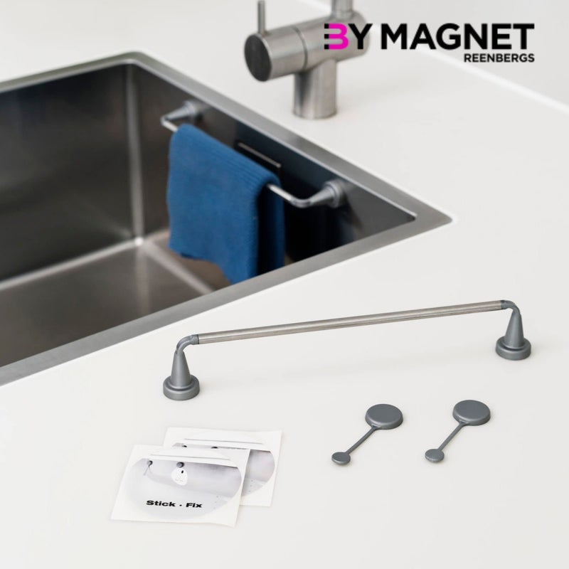 Reenbergs Magnetic Dish Cloth Rail Inside Sink Danish Design Made in Denmark (Regular Magnets for S/S Sink, Stainless Steel) - Image 4