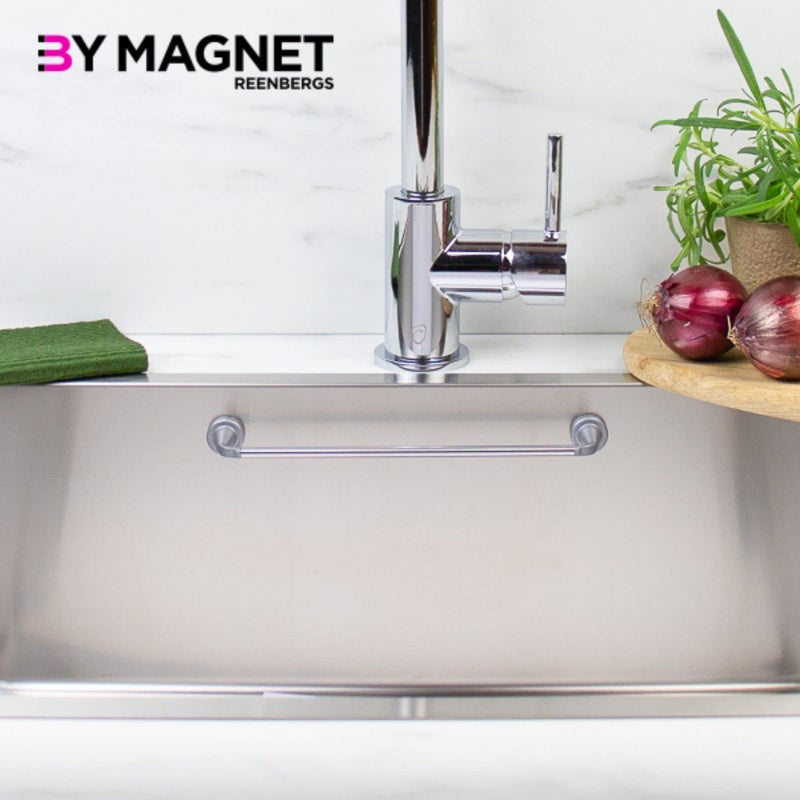 Reenbergs Magnetic Dish Cloth Rail Inside Sink Danish Design Made in Denmark (Regular Magnets for S/S Sink, Stainless Steel) - Image 1