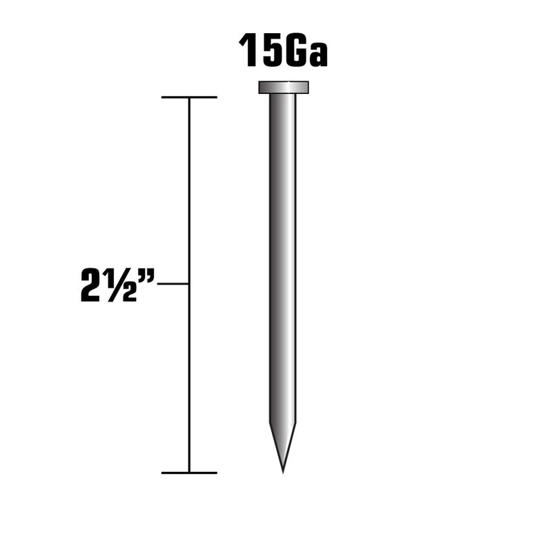 Metabo HPT Finish Nails | 2-1/2-Inch x 15 Gauge | Angled | Electro Galvanized | 1000 Count | 24206SHPT - Image 1