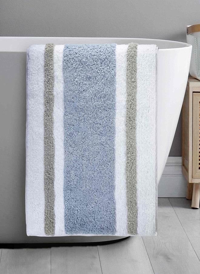 Izod - Bath Mat, Cotton Bath Rug with Non-Skid Latex Backing, Striped Bathroom Decor, Dorm Room Essentials (Clubhouse Blue, 20" x 32") - Image 4