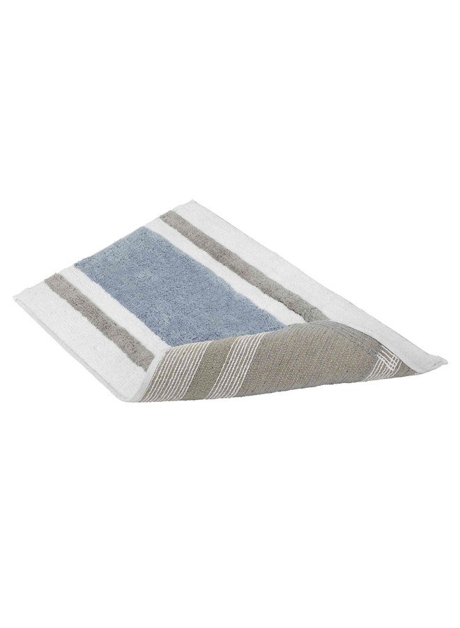 Izod - Bath Mat, Cotton Bath Rug with Non-Skid Latex Backing, Striped Bathroom Decor, Dorm Room Essentials (Clubhouse Blue, 20" x 32") - Image 3