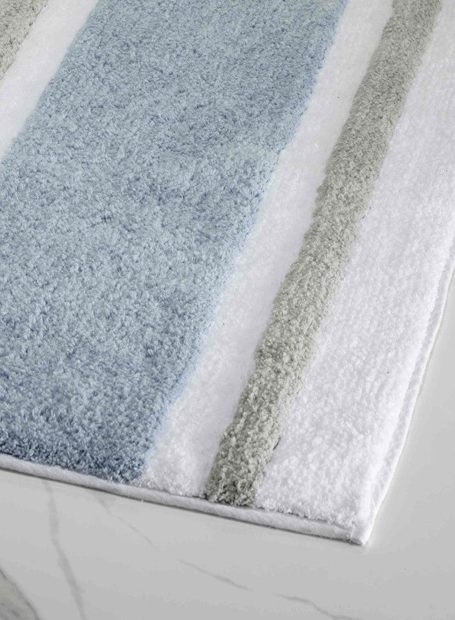 Izod - Bath Mat, Cotton Bath Rug with Non-Skid Latex Backing, Striped Bathroom Decor, Dorm Room Essentials (Clubhouse Blue, 20" x 32") - Image 5
