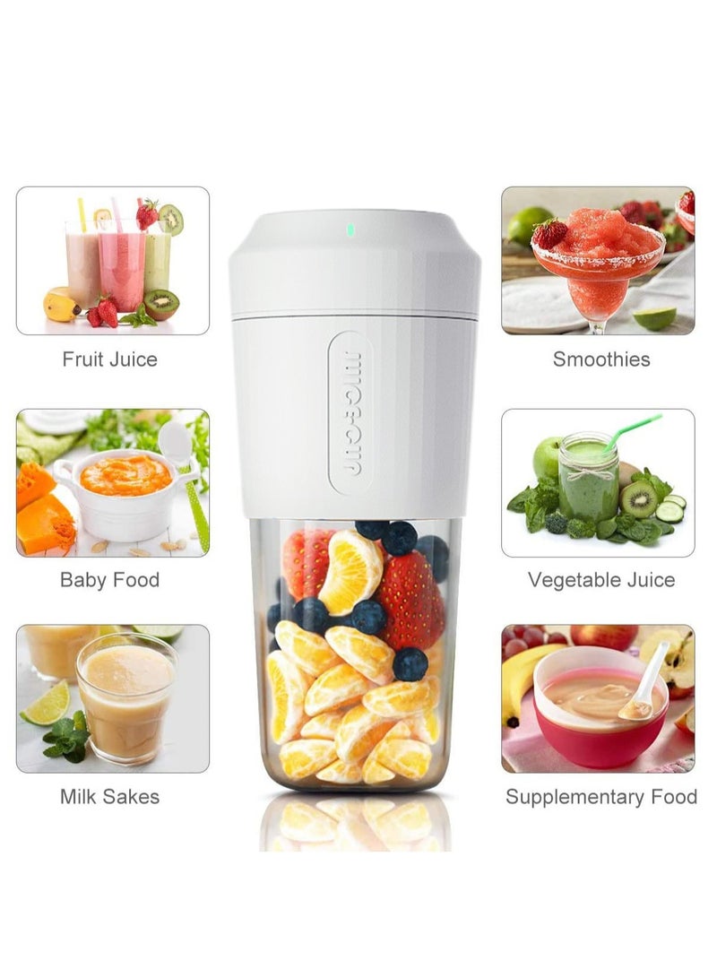 SYOSI Mini Portable Blender, Personal Blender 350ml Smoothie Shake Maker Fruit Juice Cup with Four Blades, Handheld Juicer Machine 3000mAh Rechargeable 24000rpm min for Home Office - Image 1