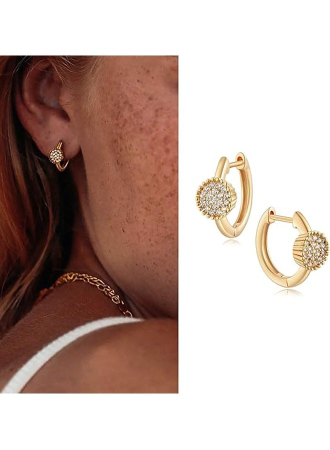 ميفيكو ميفكو  المرأة Huggie أقراط الذهب هوب النائم 14K الذهب شغل صغيرة بسيطة اليدوية هيبوالرجينيك مجوهرات اليومية - Image 3