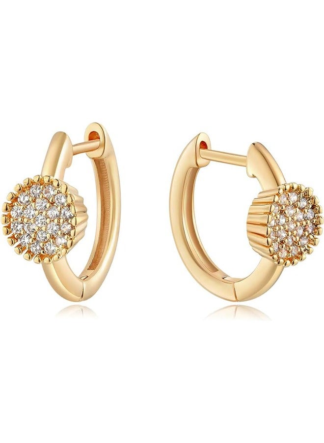 ميفيكو ميفكو  المرأة Huggie أقراط الذهب هوب النائم 14K الذهب شغل صغيرة بسيطة اليدوية هيبوالرجينيك مجوهرات اليومية - Image 1