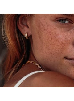 Mevecco Women Huggie Hoop Earrings Gold Ear Stud Cuff 14K Gold Filled Small Boho Beach Simple Delicate Handmade Hypoallergenic Jewelry Gift  - Image 2