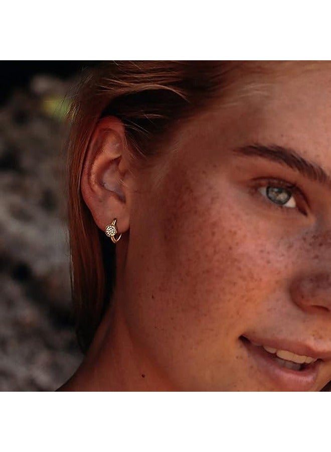 ميفيكو ميفكو  المرأة Huggie أقراط الذهب هوب النائم 14K الذهب شغل صغيرة بسيطة اليدوية هيبوالرجينيك مجوهرات اليومية - Image 5