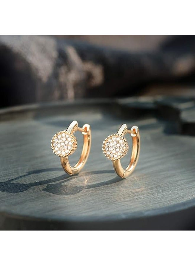 ميفيكو ميفكو  المرأة Huggie أقراط الذهب هوب النائم 14K الذهب شغل صغيرة بسيطة اليدوية هيبوالرجينيك مجوهرات اليومية - Image 4