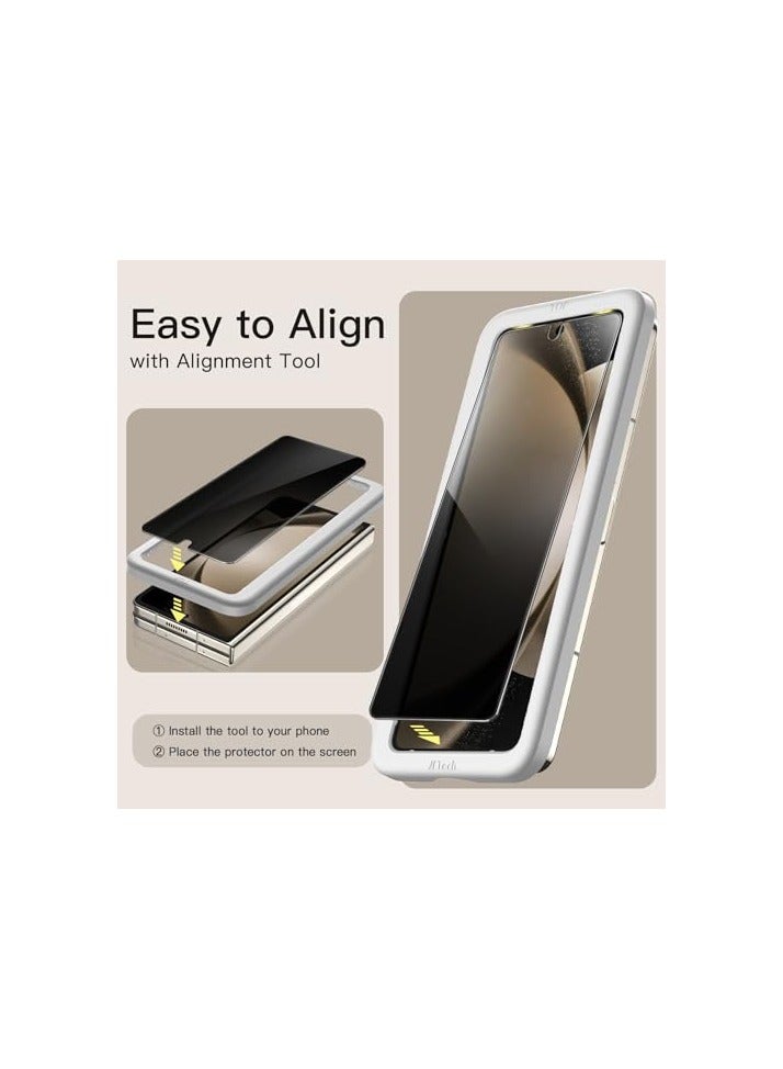 جي تيك واقي شاشة JETech الأمامي للخصوصية لهاتف Samsung Galaxy Z Fold 5، طبقة من الزجاج المقوى المضاد للتجسس مع أداة تركيب سهلة، صديق للحافظة، عبوتان - Image 5