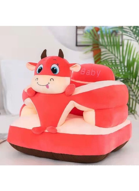 Baby Seat Learning Artifact Baby Training Sitting Posture Artifact Extra Large Thickened Chair Cartoon Small Sofa Lazy Cushion-Specifications:45cm*45cm-Color:Red Bull (square Bottom Pp Cotton)