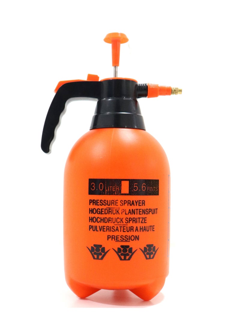 Al Khateeb Multipurpose Hand Pressure Sprayer Bottle For Household Garden,Pump Pressure Spray Bottle Extension Gun 3000Ml Orange 