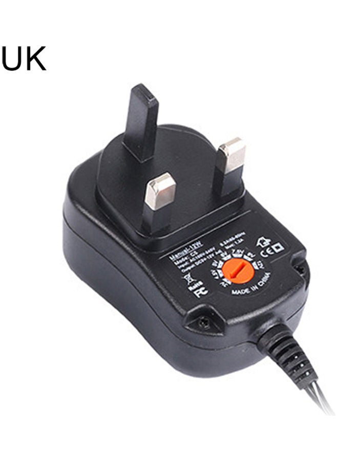 Loquat 3V-12V Universal Adjustable Voltage AC/DC Power Supply Wall Charger Adapter Black - Image 1