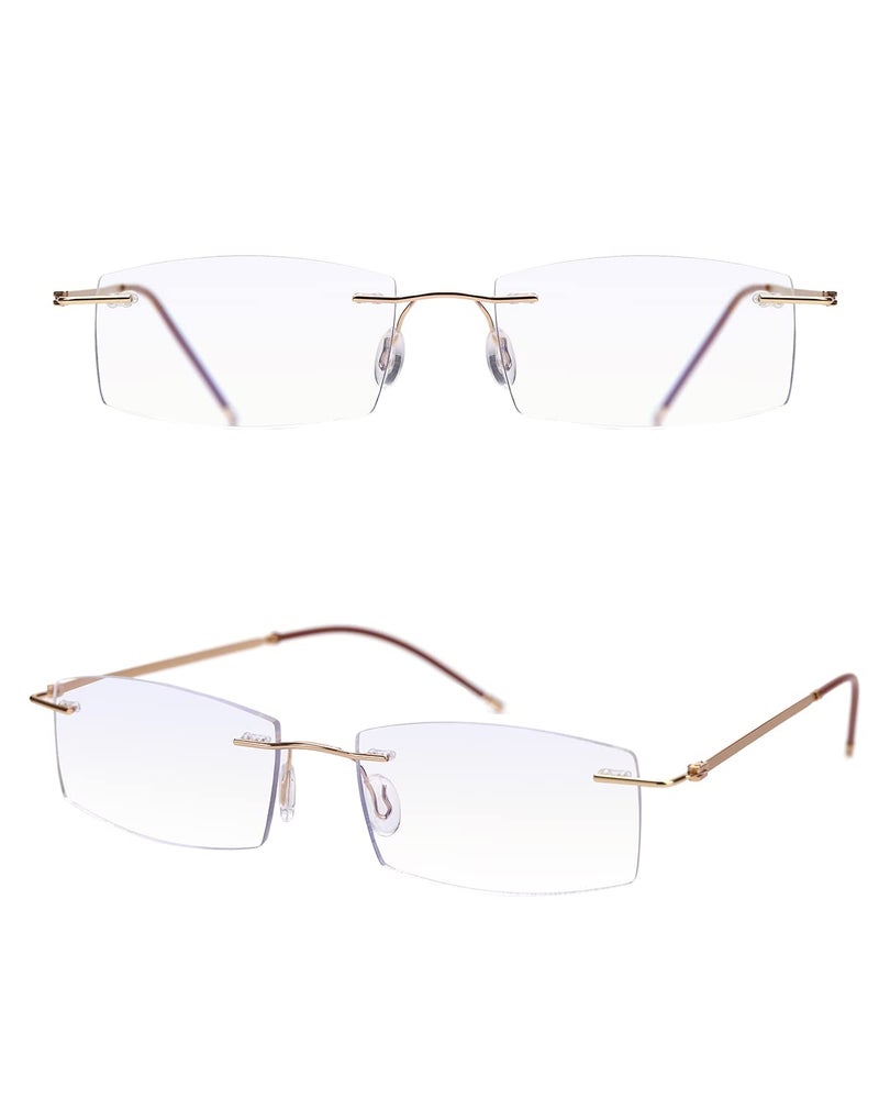 TERAISE Rimless Reading Glasses for Men Women, Lightweight Metal Clear Readers, Fashion Blue Light Blocking Computer Glasses Anti Eyestrain(2.5X) - Image 3