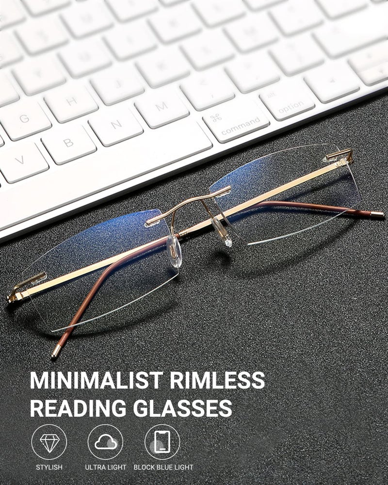 TERAISE Rimless Reading Glasses for Men Women, Lightweight Metal Clear Readers, Fashion Blue Light Blocking Computer Glasses Anti Eyestrain(2.5X) - Image 2