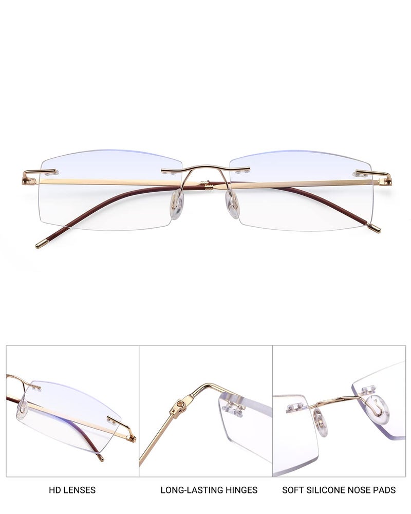 TERAISE Rimless Reading Glasses for Men Women, Lightweight Metal Clear Readers, Fashion Blue Light Blocking Computer Glasses Anti Eyestrain(2.5X) - Image 4