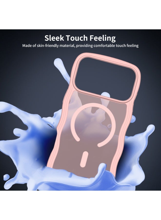 eBarakah iPhone 17 Pro Wave Frame Case Compatible with MagSafe | Premium Shockproof, Soft Touch, Durable Protection | TPU+PC Magnetic Case | MagSafe Compatible Pink iPhone17 Pro Case - Pink - Image 3