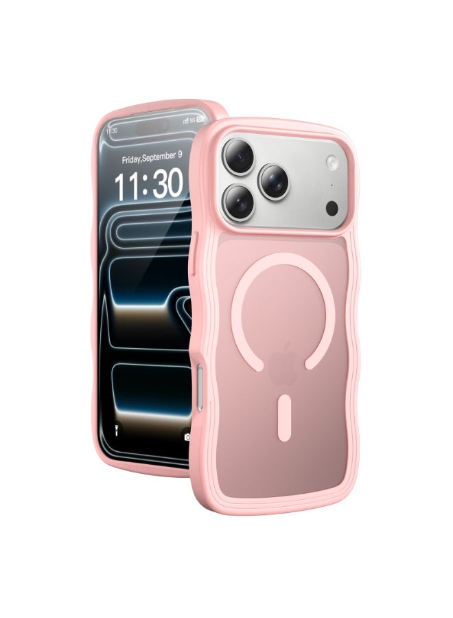 eBarakah iPhone 17 Pro Wave Frame Case Compatible with MagSafe | Premium Shockproof, Soft Touch, Durable Protection | TPU+PC Magnetic Case | MagSafe Compatible Pink iPhone17 Pro Case - Pink - Image 1