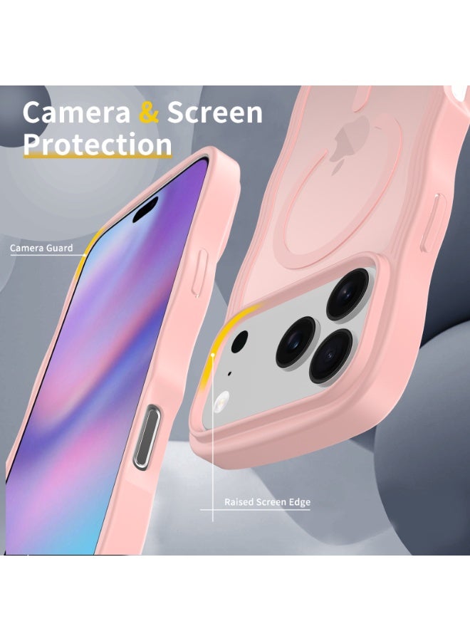 eBarakah iPhone 17 Pro Wave Frame Case Compatible with MagSafe | Premium Shockproof, Soft Touch, Durable Protection | TPU+PC Magnetic Case | MagSafe Compatible Pink iPhone17 Pro Case - Pink - Image 4