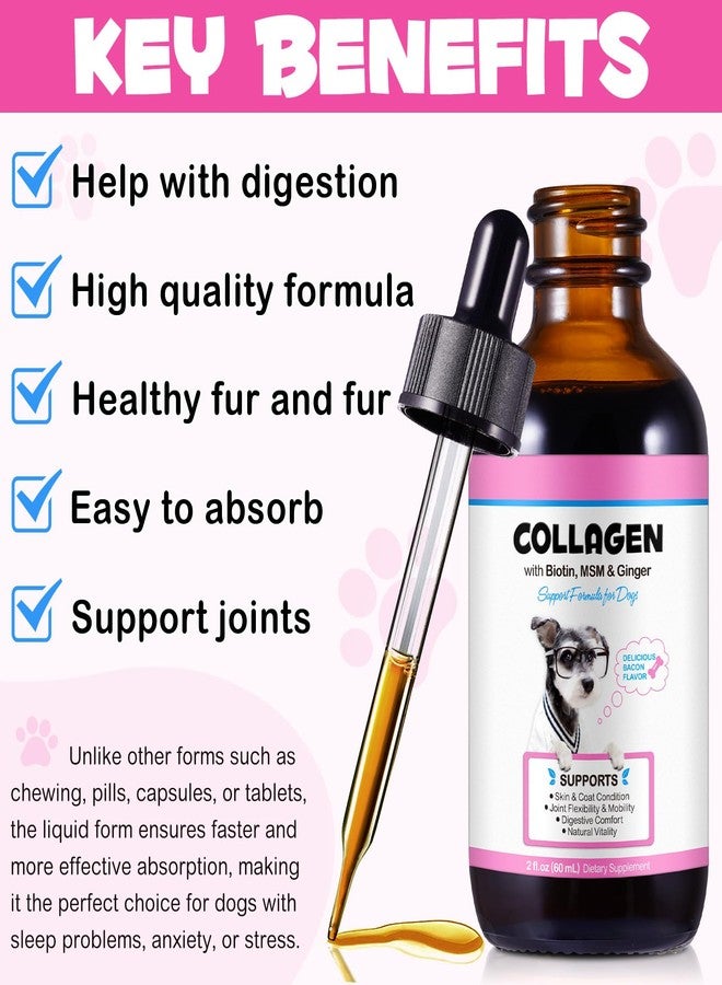 Uruses Collagen for Dogs, Natural Liquid Collagen Drops for Dogs Supports Skin and Joint Health, Dog Liquid Collagen Drops with Biotin, MSM & Ginger,Collagen Supplement for Dogs,Bacon Flavor, 2.02oz - Image 4