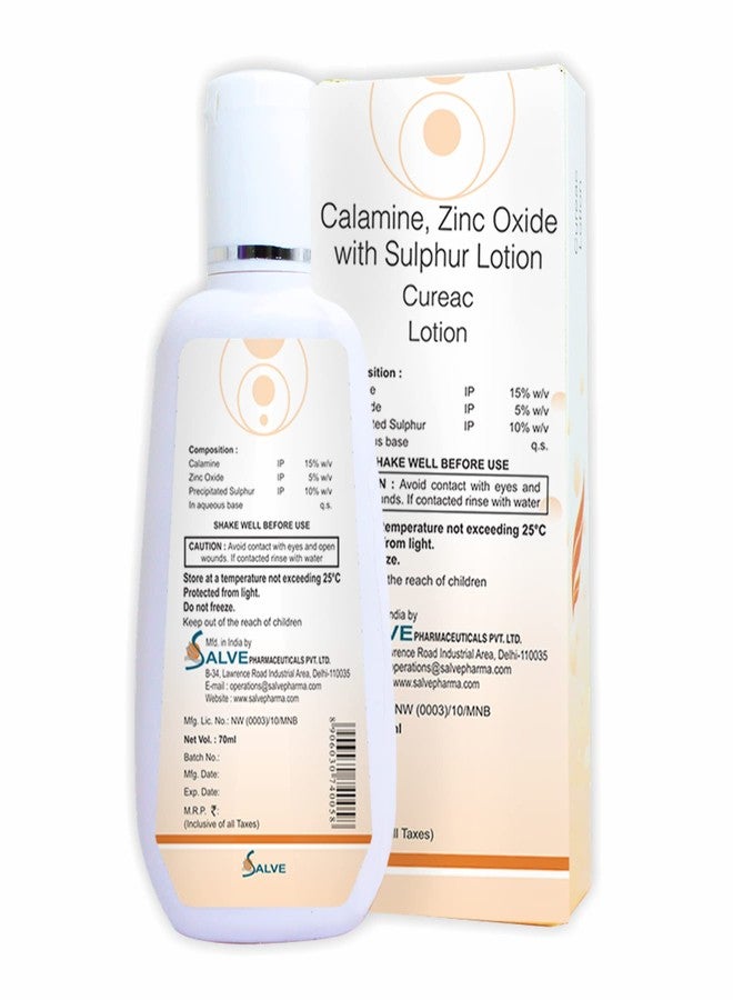 SALVE Cureac Lotion with Calamine, Zinc Oxide & Sulphur - 70 ml / 2.36 fl oz | Acne & Spot Care Lotion for Clear & Balanced Skin - Image 2