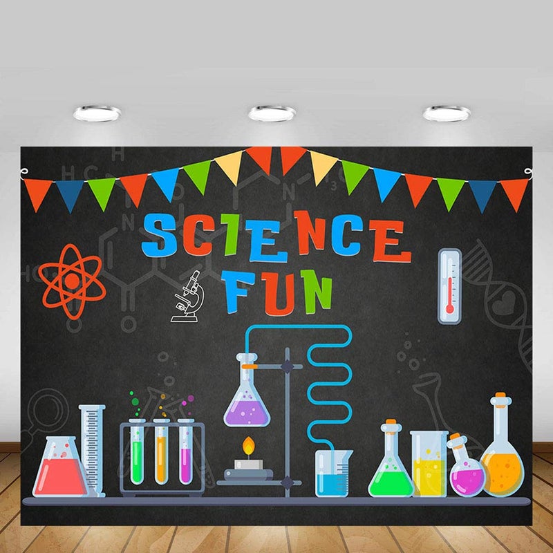 MEHOFOND MEHOFOTO 7x5ft Science Birthday Party Decorations Photo Studio Backgrounds Banner Science Fun Scientist Subject Backdrops Poster for Photography - Image 2