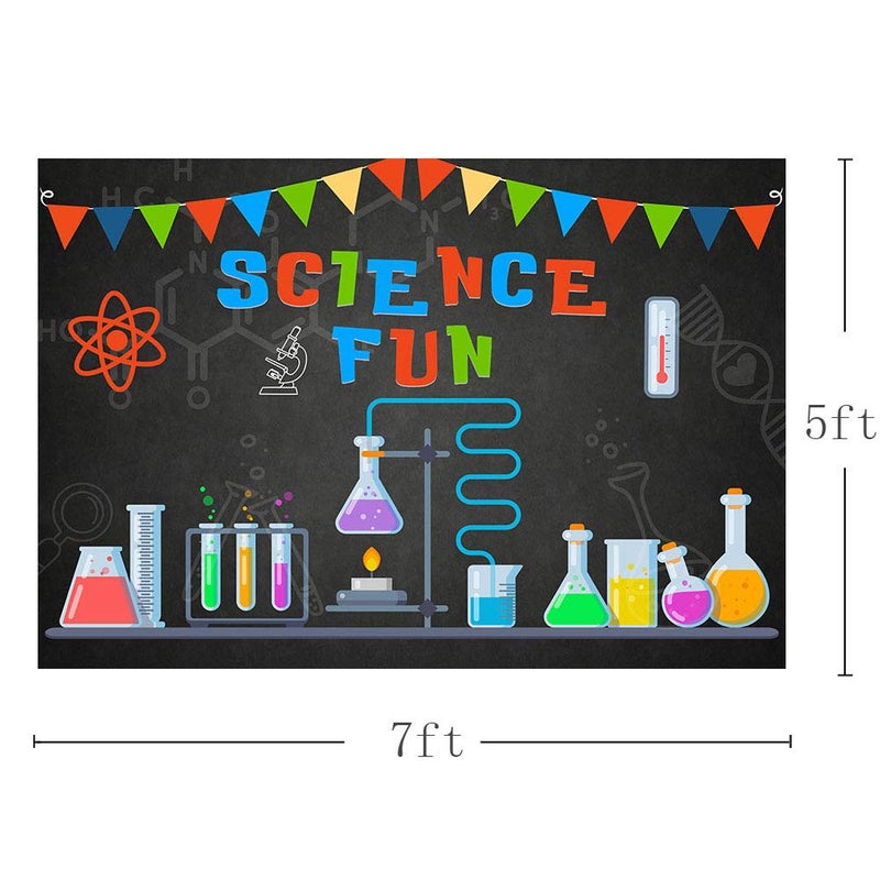 MEHOFOND MEHOFOTO 7x5ft Science Birthday Party Decorations Photo Studio Backgrounds Banner Science Fun Scientist Subject Backdrops Poster for Photography - Image 4
