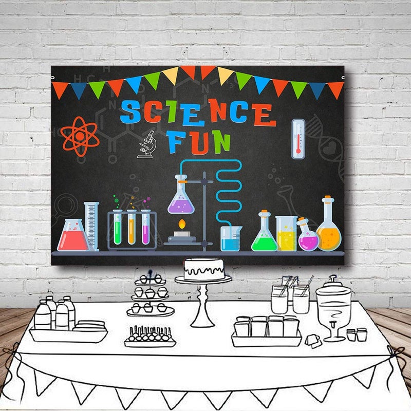 MEHOFOND MEHOFOTO 7x5ft Science Birthday Party Decorations Photo Studio Backgrounds Banner Science Fun Scientist Subject Backdrops Poster for Photography - Image 5