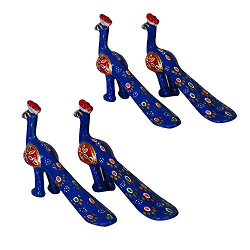 DreamKraft Handcrafted Peacock Showpiece (Set of 4, Blue) - Image 1