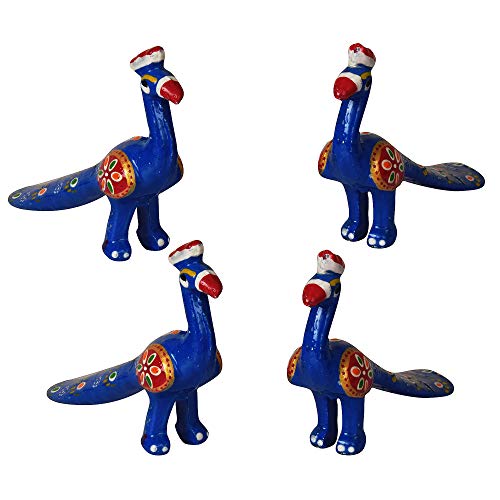 DreamKraft Handcrafted Peacock Showpiece (Set of 4, Blue) - Image 4