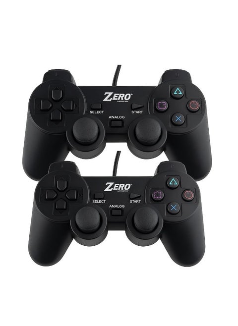 Zero ZR-4001 Dual USB Wired Gamepad, Ergonomic Design, Compatible with Windows - Black
