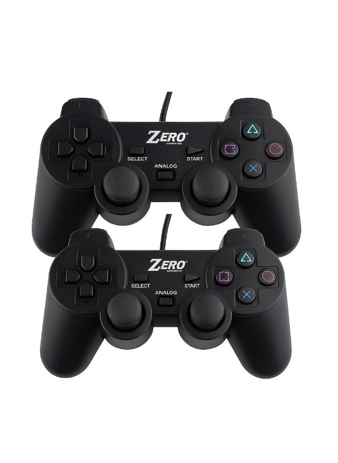Zero - Zero ZR-4001 Dual USB Wired Gamepad, Ergonomic Design, Compatible with Windows - Black - Image 1