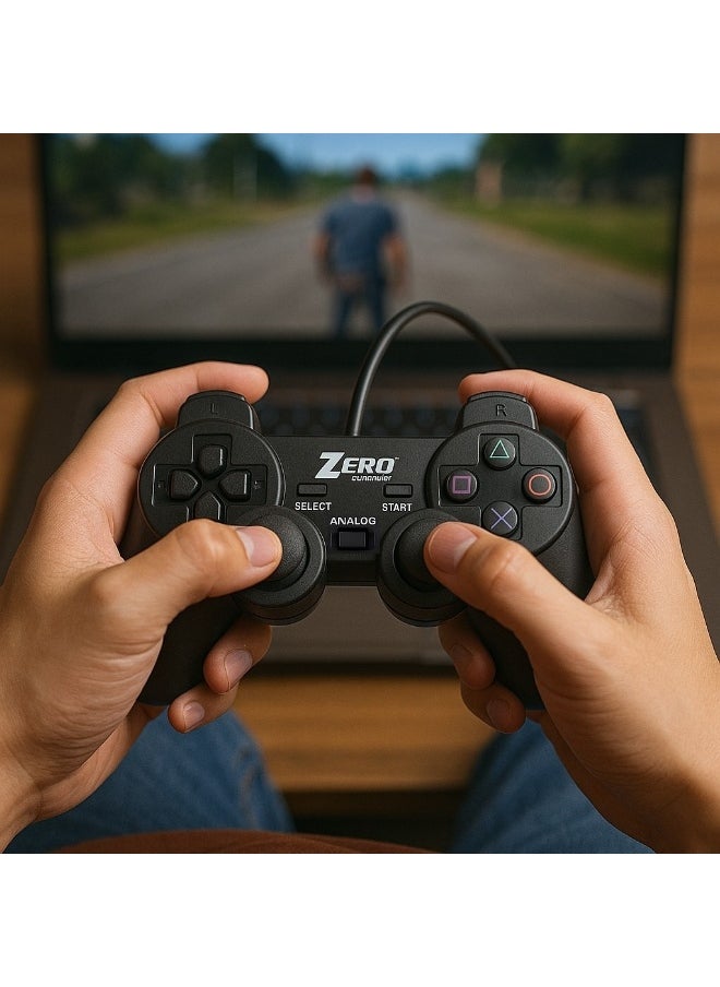 Zero - Zero ZR-4001 Dual USB Wired Gamepad, Ergonomic Design, Compatible with Windows - Black - Image 1