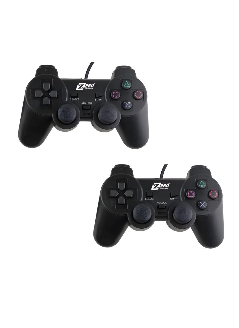 Zero - Zero ZR-4001 Dual USB Wired Gamepad, Ergonomic Design, Compatible with Windows - Black - Image 1
