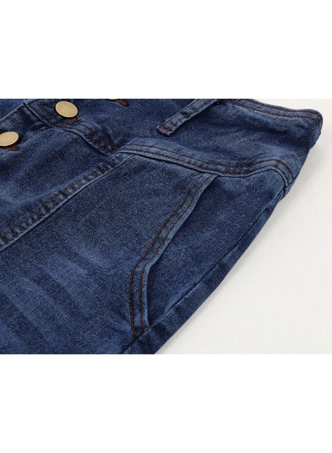 CHARTOU Women's Retro Exposure Button-Fly Packaged Hip A-Line Maxi Long Denim Skirt, Dark Blue, XL - Image 5