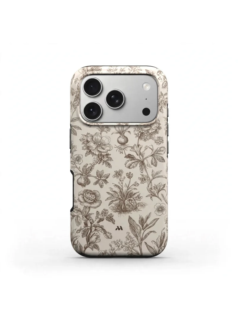 Mobcos iPhone 17 Pro Cream Bloom Premium Case Compatible with Hybrid Dual-Layer Hard Shell + Silicone Protection - Scratch-Resistant Shockproof Mobile Cover