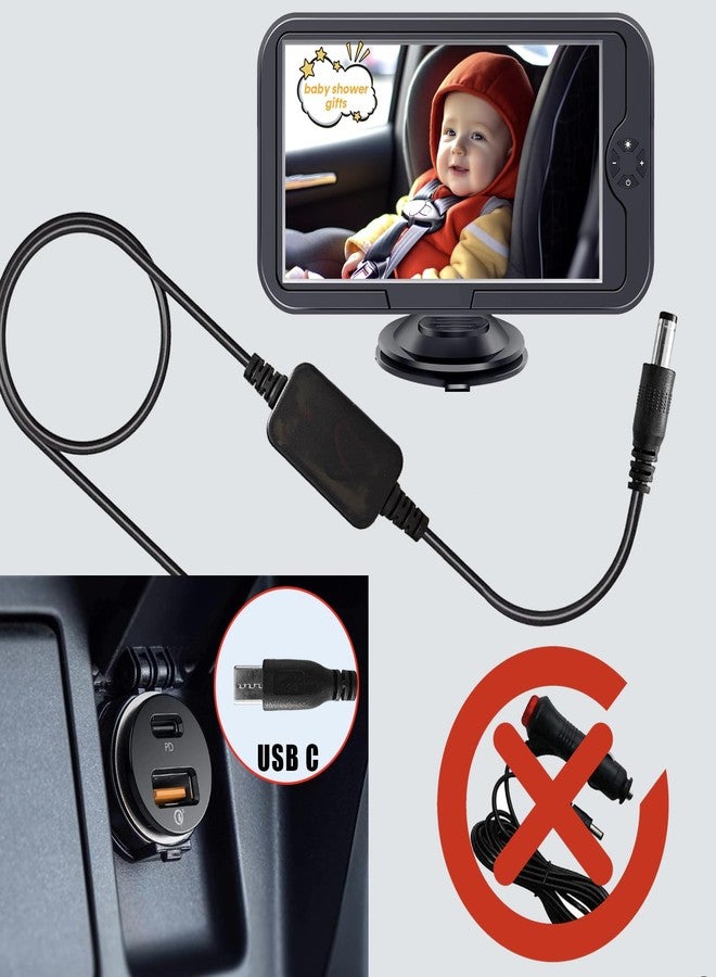 PDEEY كابل كاميرا السيارة للأطفال USB-C، محول طاقة 5V إلى 12V، موصل DC 5.5x2.5MM، 6.6 قدم، عبوة 2 - Image 2