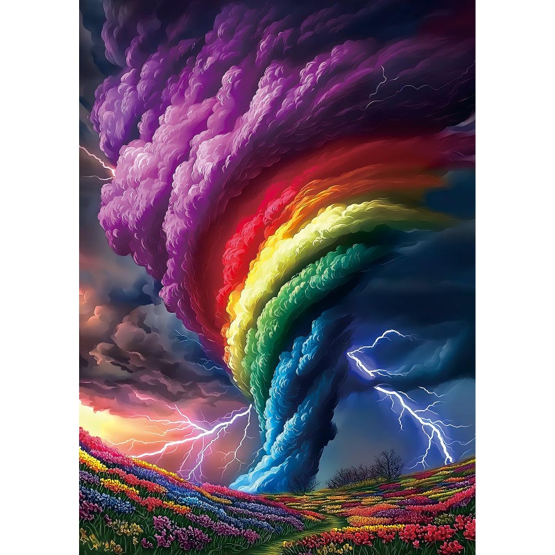 Blueforest 1000 Piece Puzzles for Adults Rainchbow Tornado Jigsaw Puzzles for Adults Hard Challenge Art Jigsaw Puzzle for Gifts Birthday Party Games Family 275 197 inch Dust Free Puzzle - Image 3