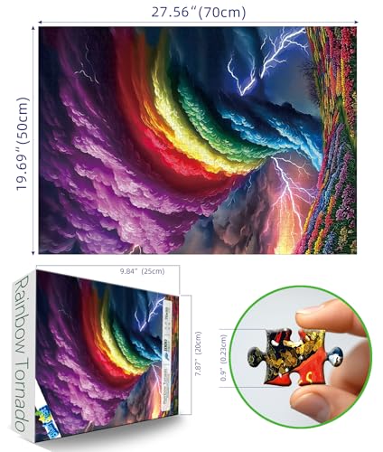 Blueforest 1000 Piece Puzzles for Adults Rainchbow Tornado Jigsaw Puzzles for Adults Hard Challenge Art Jigsaw Puzzle for Gifts Birthday Party Games Family 275 197 inch Dust Free Puzzle - Image 5
