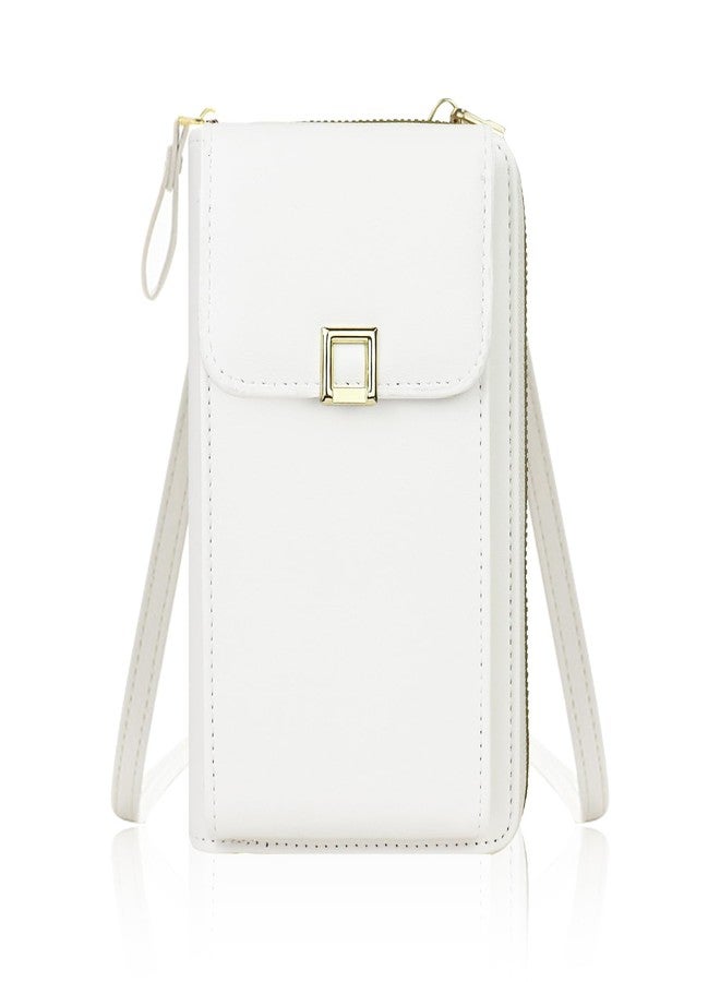 Feelorna Small Crossbody Bags for Women, PU Leather Phone Purse Wallet, Mini Crossbody Purse with Adjustable Shoulder Strap (White) - Image 1
