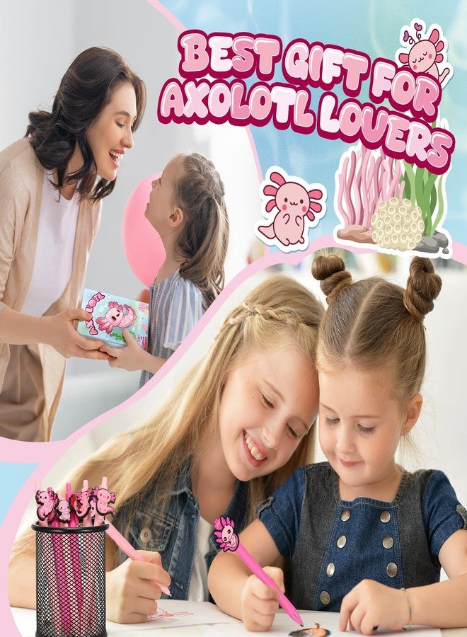 Engrowtic 6 Pcs Axolotl Ballpoint Pens Cute School Supplies Funny Retractable Pens with 6 Black Ink Refills Gifts for Students Birthday Party(Axolotl Style) - Image 4