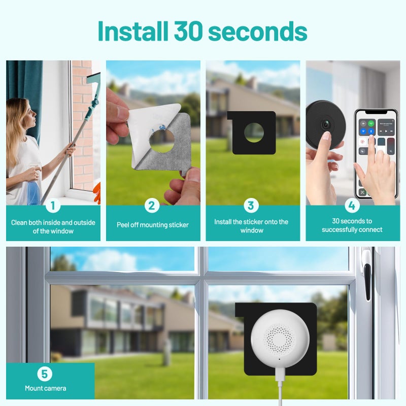 volmees 2K Window Camera, 5G & 2.4GHz WiFi Indoor Dome Camera for Home Security with Full Color Night Vision, Human/Motion Detection, Real-Time Alerts, 2-Way Audio, 24/7 Recording, Alexa Support - Image 2