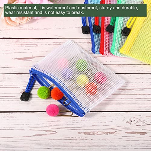 YOKIVE 6 Pack Mesh Zipper Bags, B8 Mesh File Pockets | Plastic Document Pouch, Great for Office Appliances Travel Storage(White) - Image 3