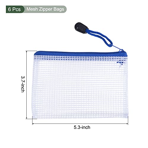 YOKIVE 6 Pack Mesh Zipper Bags, B8 Mesh File Pockets | Plastic Document Pouch, Great for Office Appliances Travel Storage(White) - Image 2