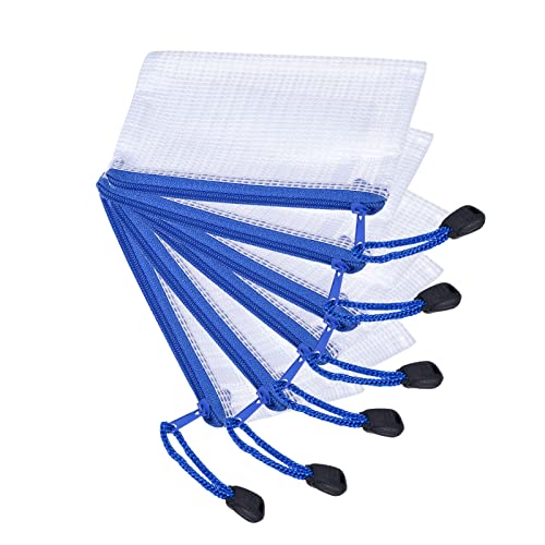 YOKIVE 6 Pack Mesh Zipper Bags, B8 Mesh File Pockets | Plastic Document Pouch, Great for Office Appliances Travel Storage(White) - Image 1