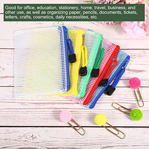 YOKIVE 6 Pack Mesh Zipper Bags, B8 Mesh File Pockets | Plastic Document Pouch, Great for Office Appliances Travel Storage(White) - Image 5