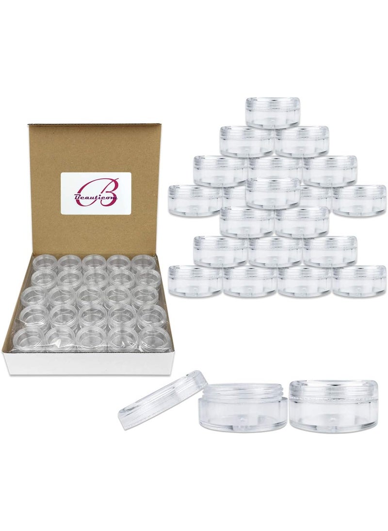 Beauticom Beauticom (Quantity: 100 Pieces) 5G/5ML Round Clear Jars with Screw Cap Lids for Scrubs, Oils, Salves, Creams, Lotions 