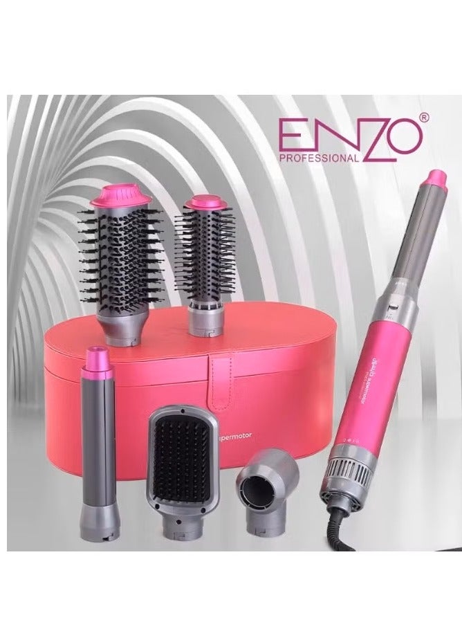 ENZO Professional 6-in-1 Hair Styler Set– ENZO EN-4133 Supersonic Airwrap Dryer with Curling Barrels, Volumizing Brushes & Smoothing Comb-Pink colour - Image 3